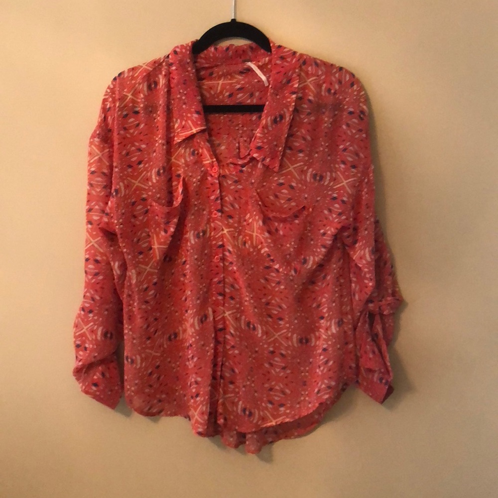 Long Sleeve Pink Free People Shirt